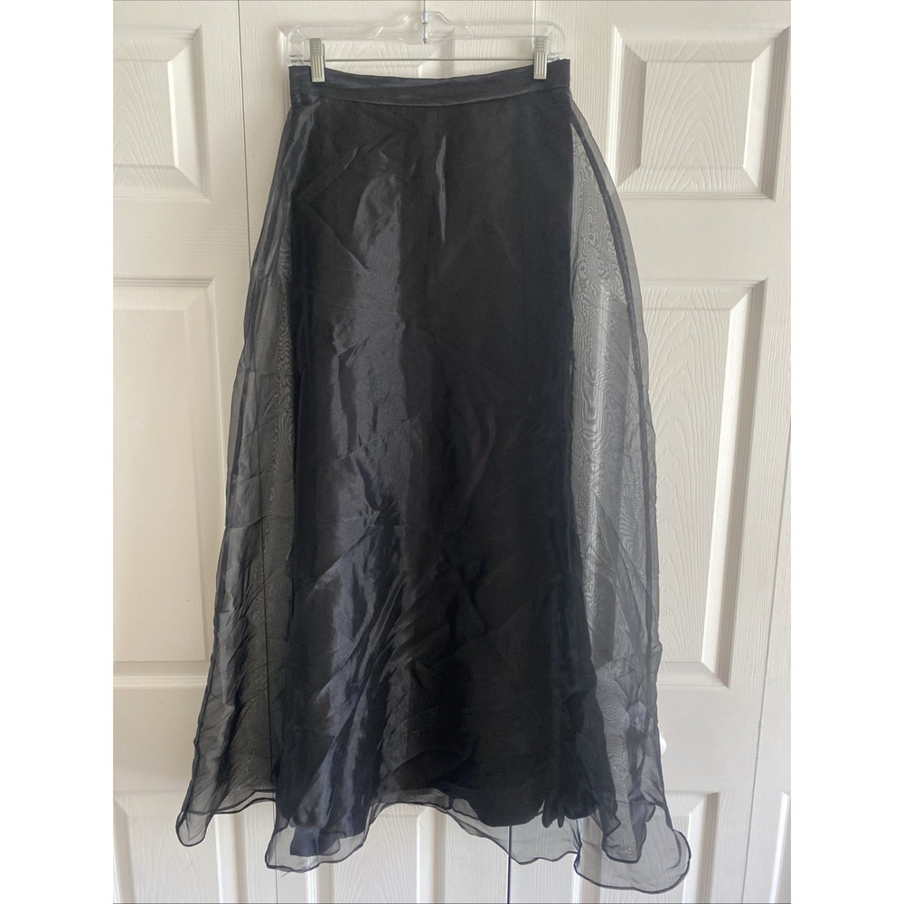 JBS Ltd Sheer Overlay Maxi Skirt Womens Size 8 Black Vintage Formal Whimsigoth